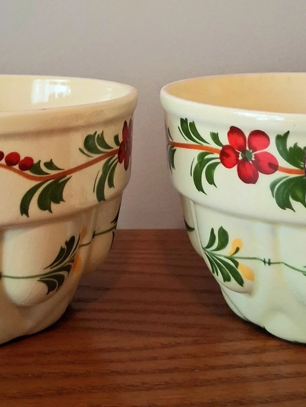 Vintage Set 1970s Teleflora Jello-Mold Floral Planters Hand Painted In Portugal